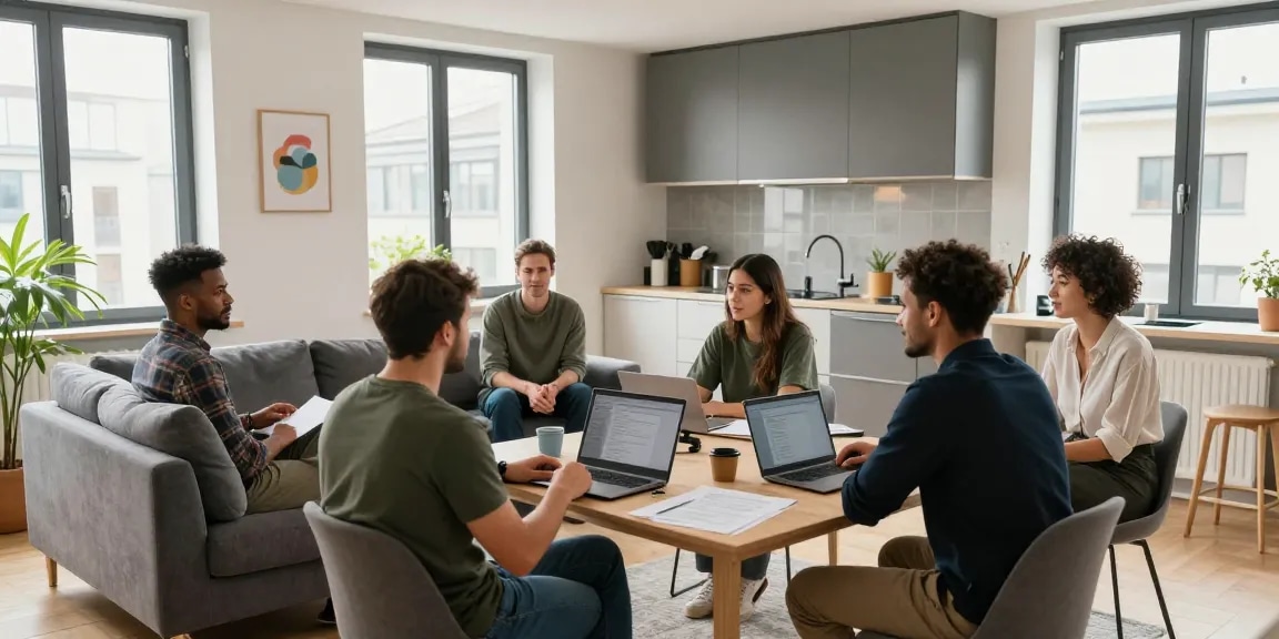 Moderne Monteurwohnung Hannover mit Arbeitsgruppe in stilvollem Ambiente.
