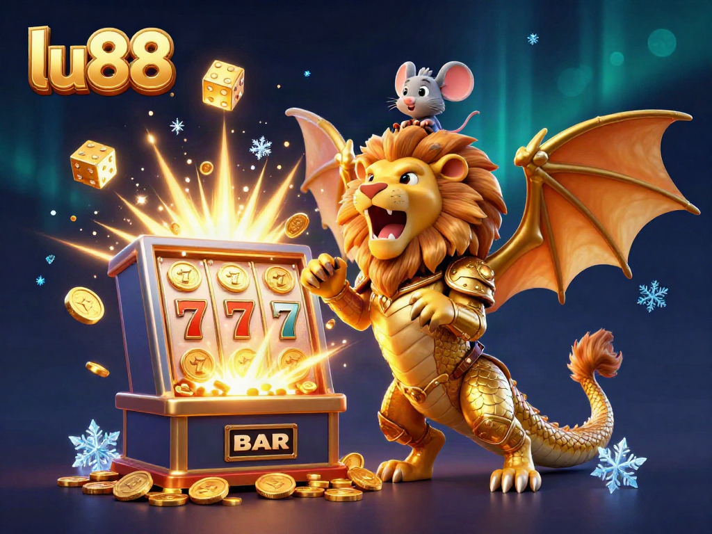 Experience thrilling wins at lu88 with a golden chimera and vibrant casino elements in action.
