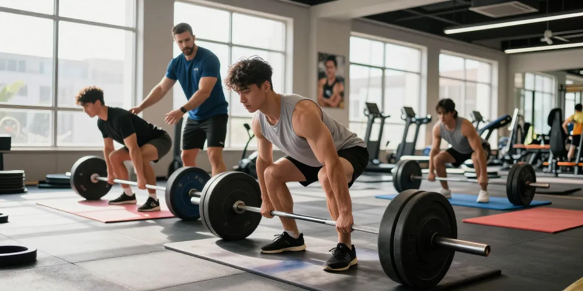 Deus Medical Anabolika kaufen im modernen Fitnessstudio mit Athleten im Training