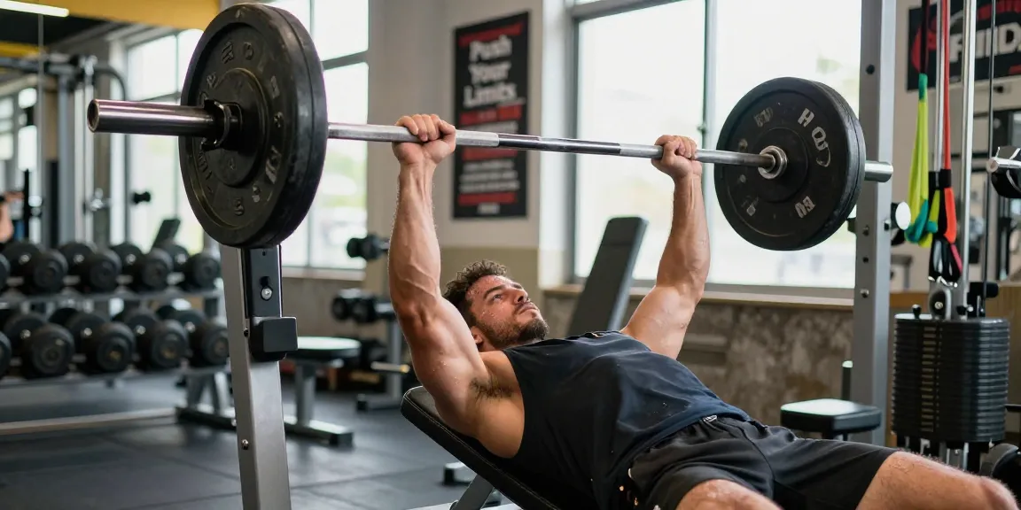 Steroidshop: Bodybuilder beim Training mit Steroiden im Fitnessstudio.